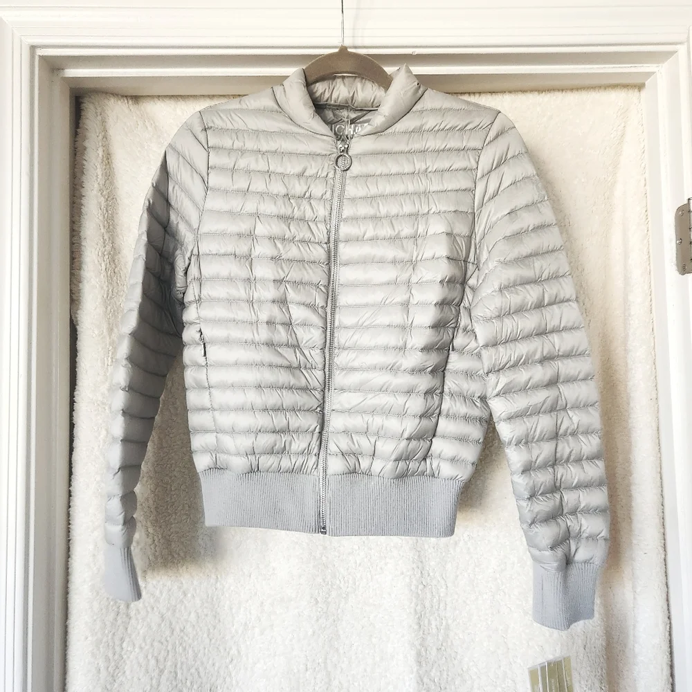 NWT Michael Kors XS Down Jacket Silver Packable - Picture 11 of 14